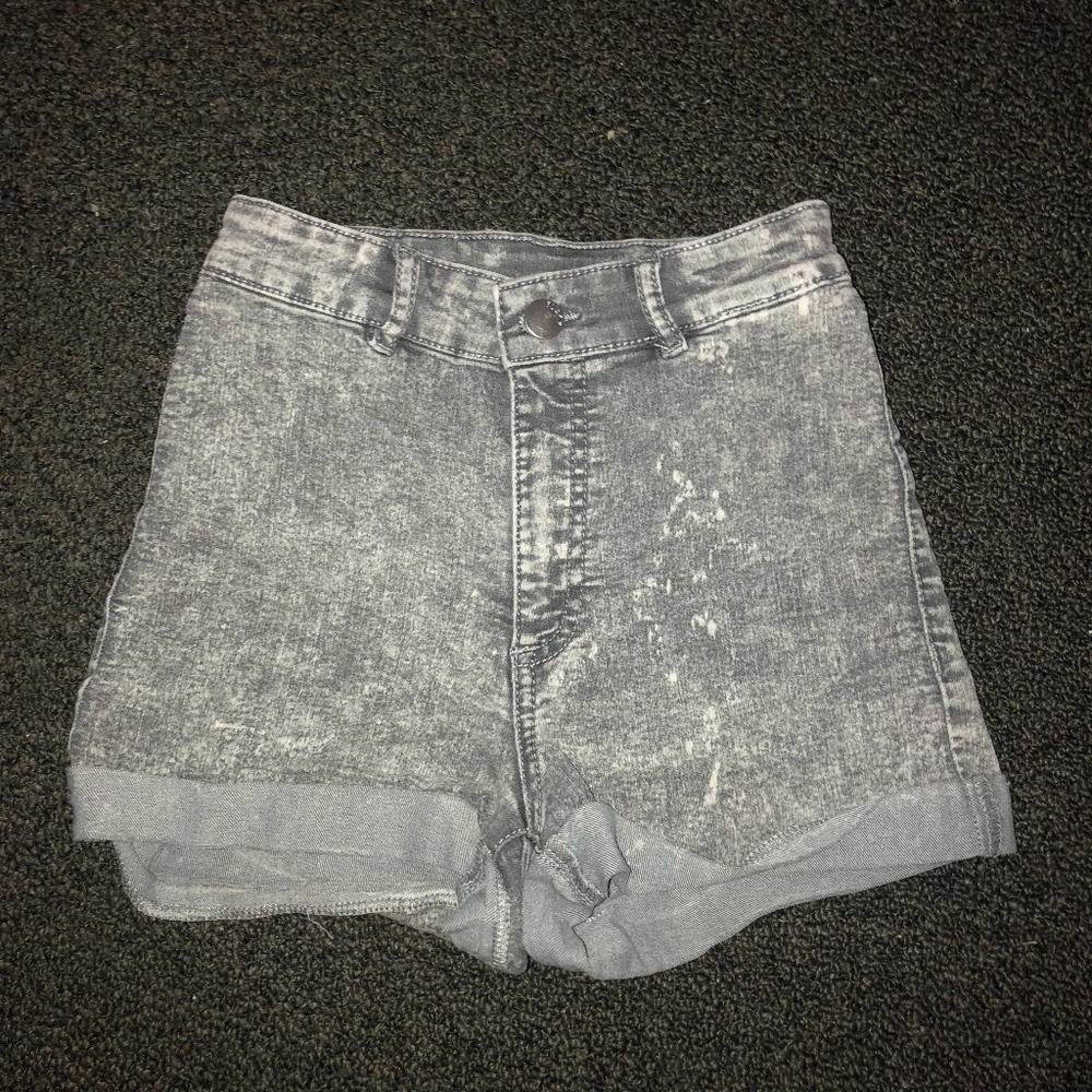 H&M High Waisted Gray Denim Shorts